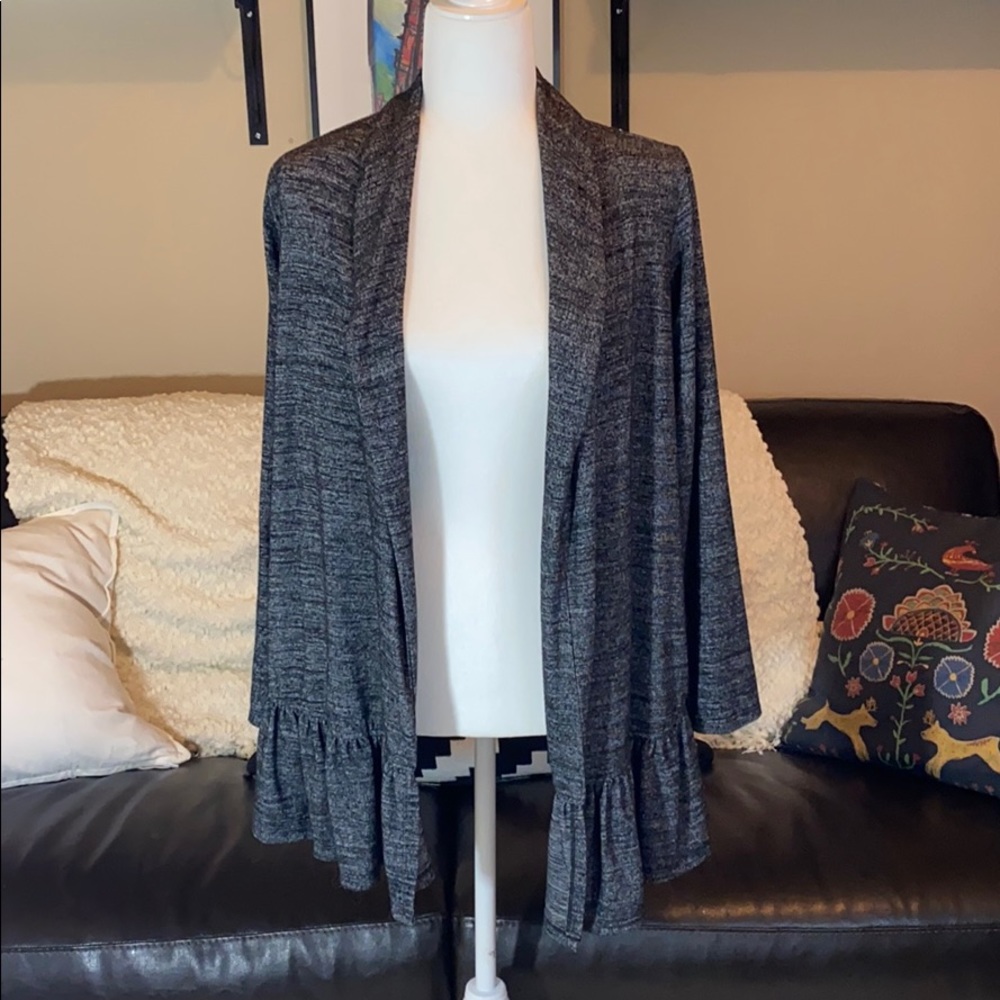 Bobeau Petite Open Ruffle Trimmed Cardigan NWT